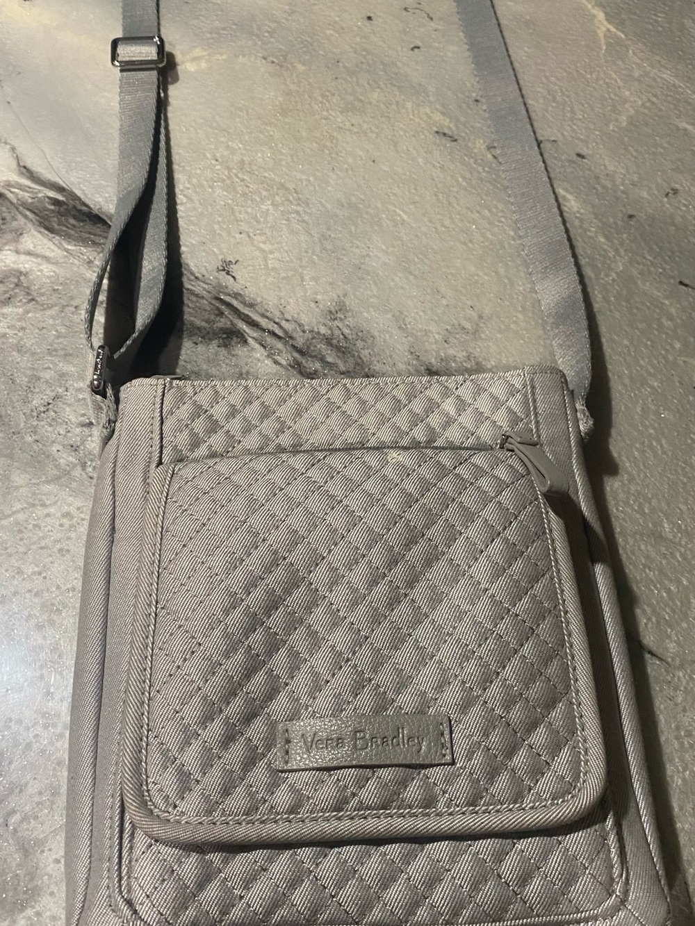 Vera Bradley Quilted Light Gray Crossbody Messenger